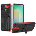 Samsung A06 Heavy Duty Kickstand Card Holder Case Shockproof Red - Red