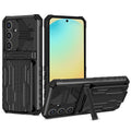 Samsung S24FE Heavy Duty Kickstand Card Holder Case Shockproof Black - Black