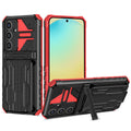 Samsung S24FE Heavy Duty Kickstand Card Holder Case Shockproof Red - Red