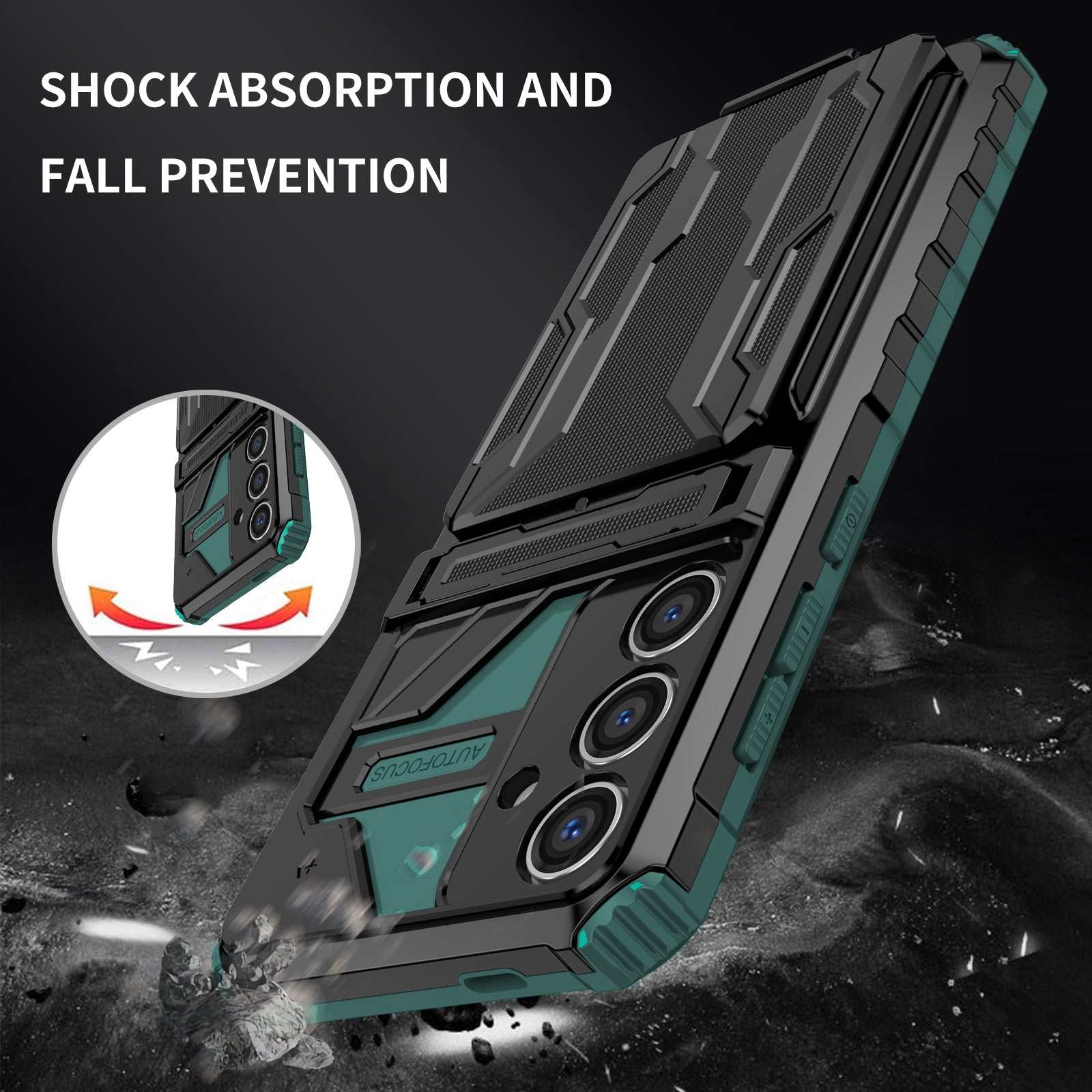 Samsung S24FE Heavy Duty Kickstand Card Holder Case Shockproof Teal