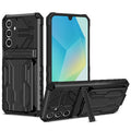 Samsung A16 5G Heavy Duty Kickstand Card Holder Case Shockproof Black - Black