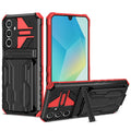 Samsung A16 5G Heavy Duty Kickstand Card Holder Case Shockproof Red - Red