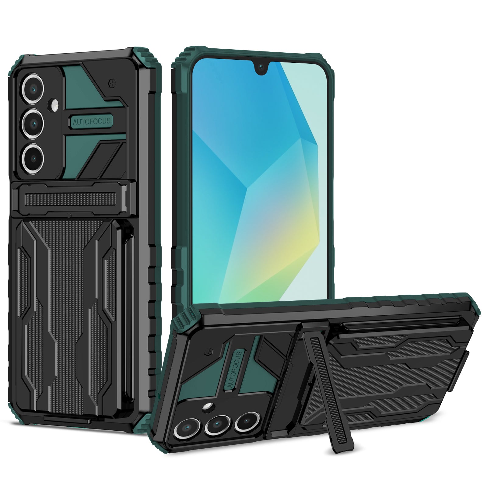 Samsung A16 5G Heavy Duty Kickstand Card Holder Case Shockproof Teal