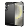 Samsung S25 Carbon Fibre TPU Case Slim Shockproof Cover Black - Black
