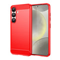 Samsung S25 Carbon Fibre TPU Case Slim Shockproof Cover Red - Red
