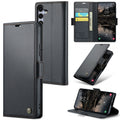 Samsung Galaxy S25 Retro PU Leather Wallet Case - Black