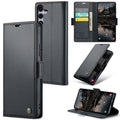 Samsung Galaxy S25 Plus Retro PU Leather Wallet Case - Black