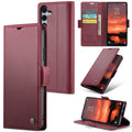 Samsung Galaxy S25 Plus Retro PU Leather Wallet Case - Maroon