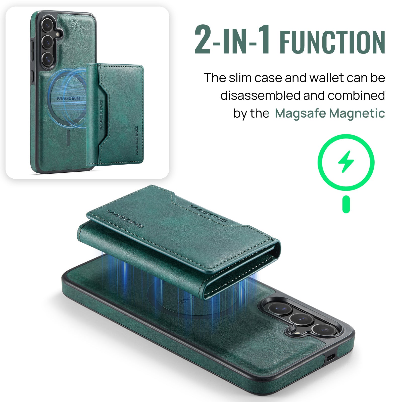 Samsung Galaxy S25 Case DG.Ming MagSafe Wallet Case (Green)