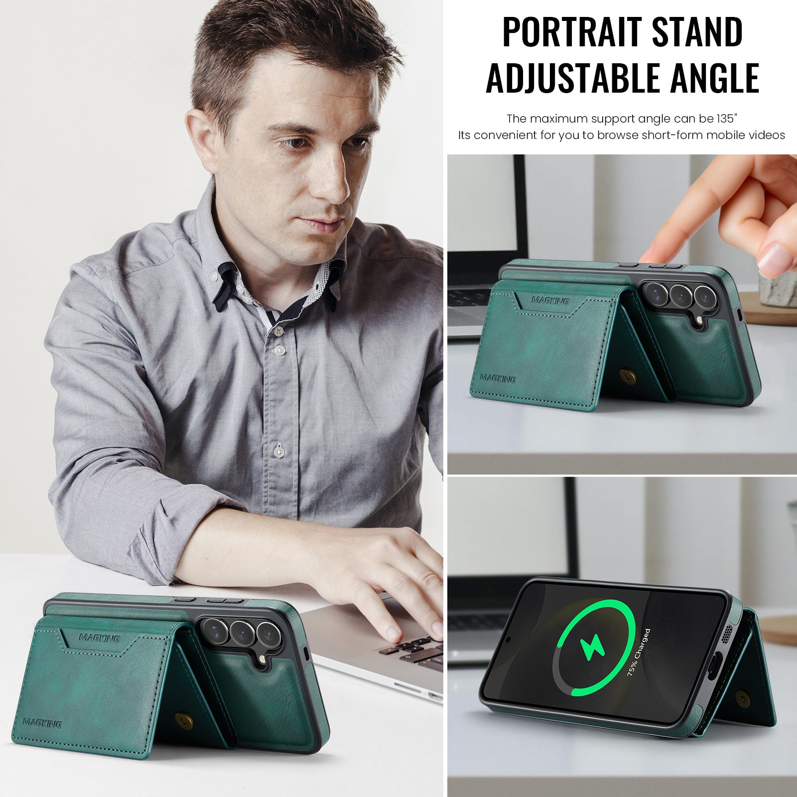 Samsung Galaxy S25 Case DG.Ming MagSafe Wallet Case (Green)