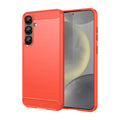 Samsung S25Plus Carbon Fibre TPU Case Slim Shockproof Cover Red - Red