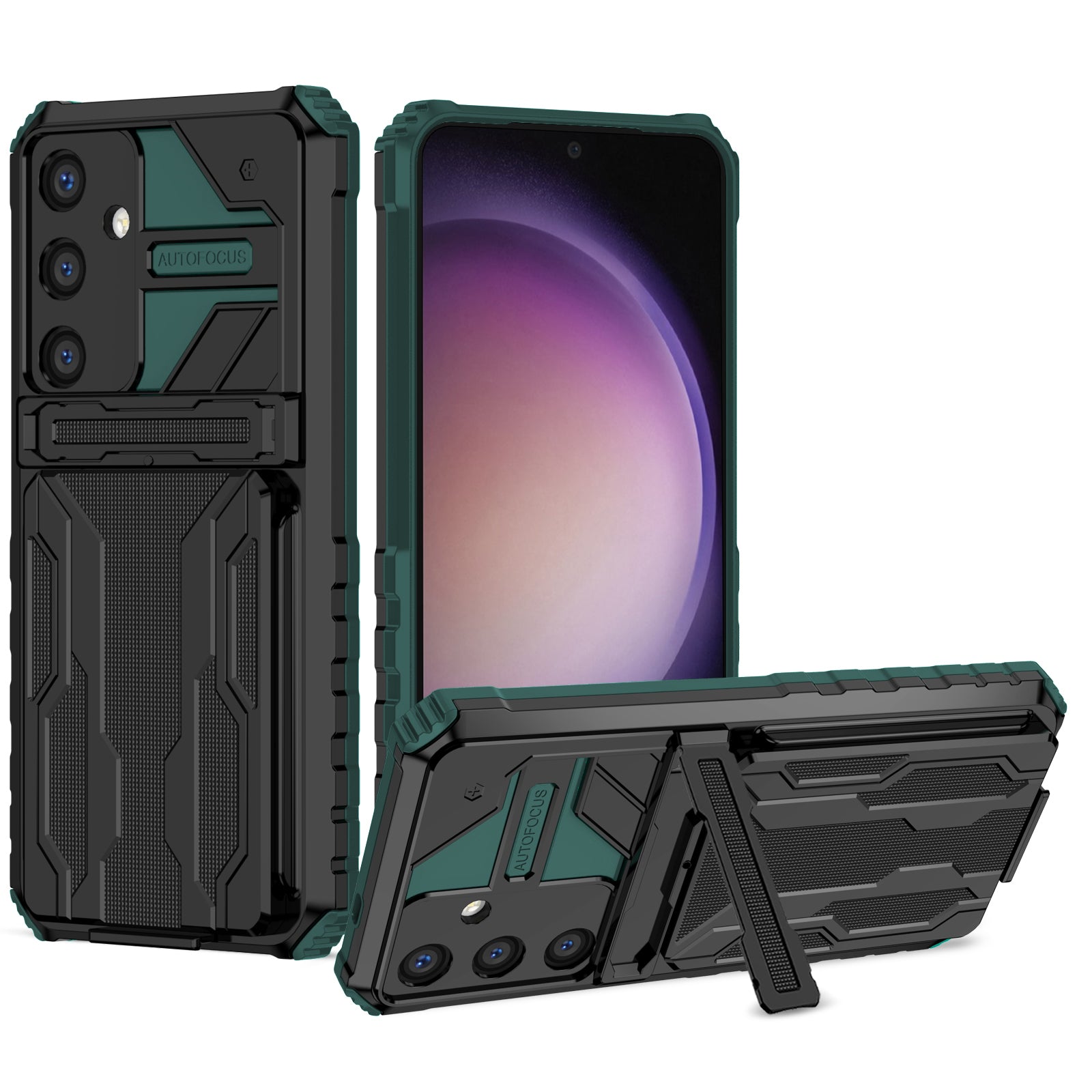 Samsung S25Plus Heavy Duty Kickstand Card Holder Case Shockproof Teal
