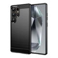 Samsung S25Ultra Carbon Fibre TPU Case Slim Shockproof Cover Black - Black