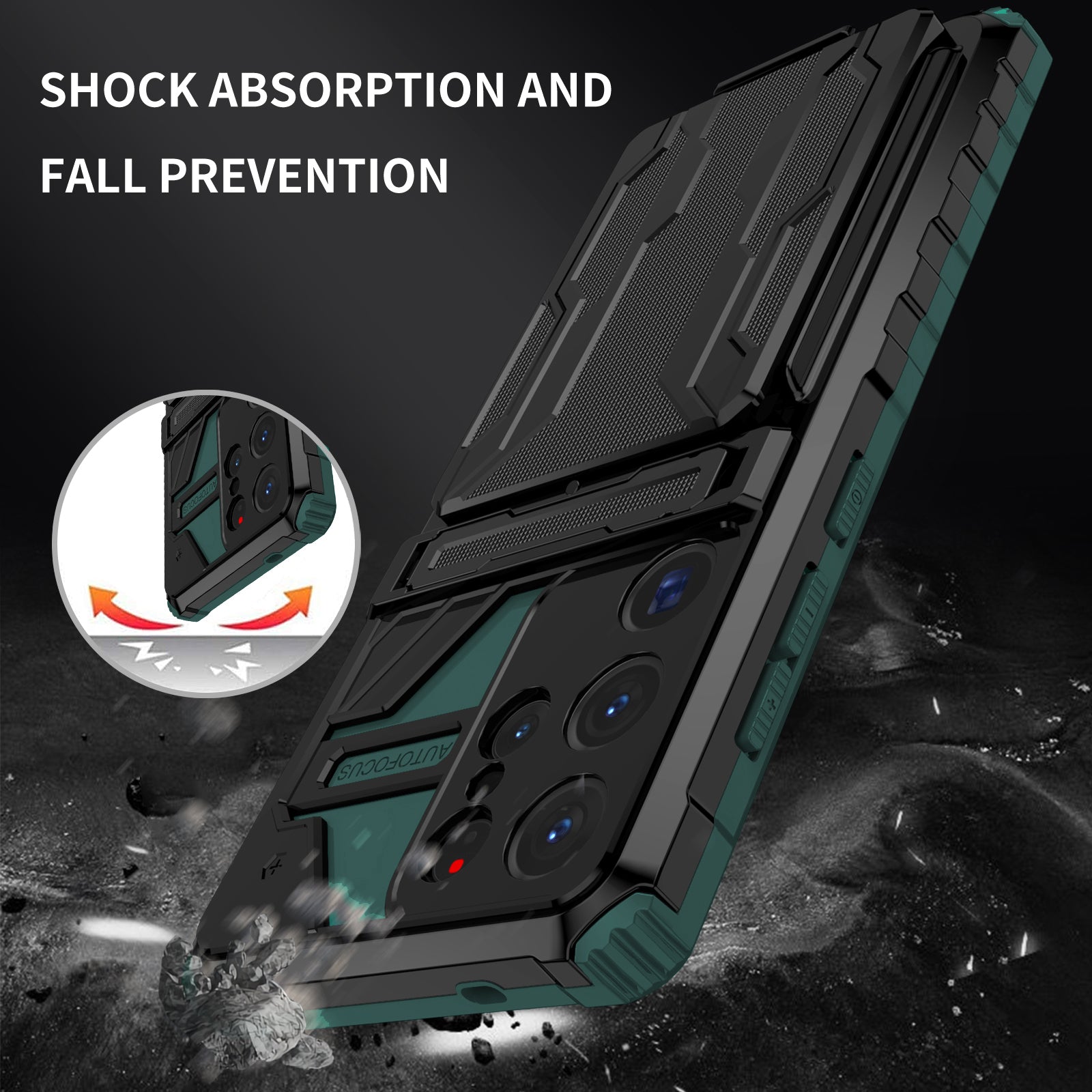 Samsung S25Ultra Heavy Duty Kickstand Card Holder Case Shockproof Teal