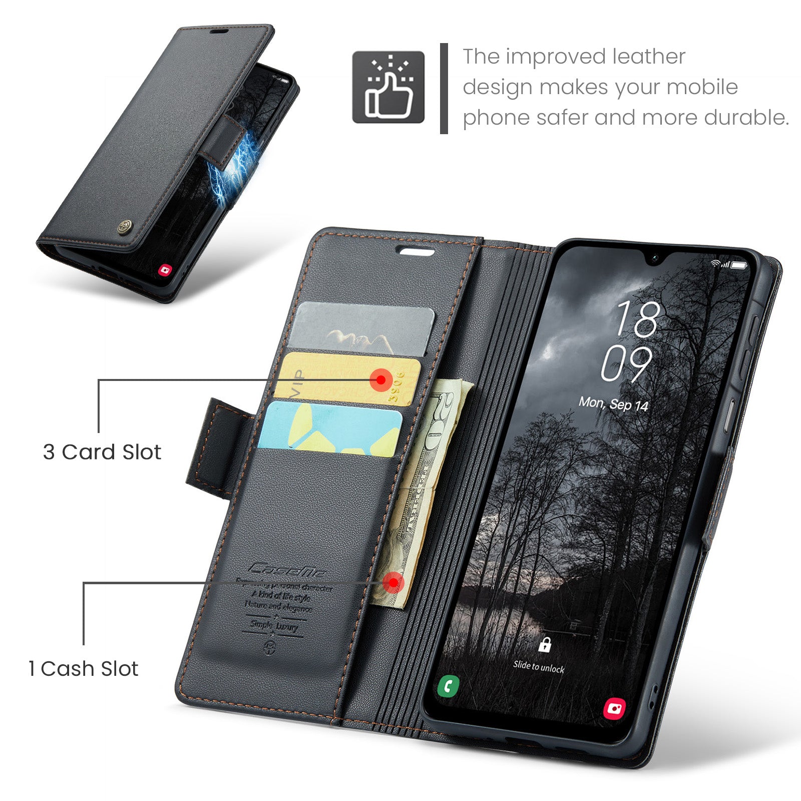 Samsung Galaxy A26 5G CaseMe Retro Wallet Case [Black]