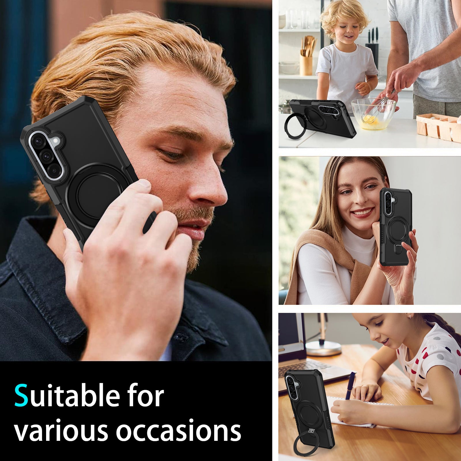Samsung Galaxy A56 5G Case Ring Kickstand [Black]
