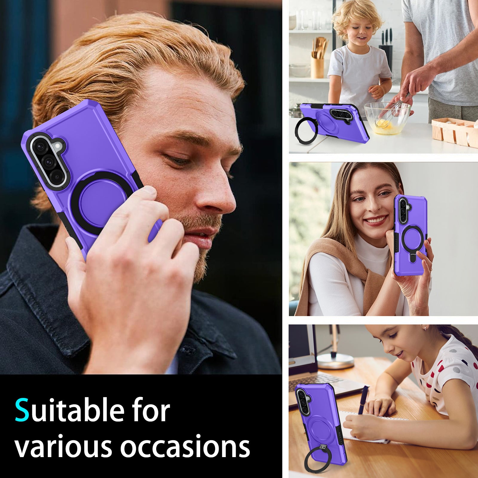Samsung Galaxy A56 5G Case Ring Kickstand [Purple]