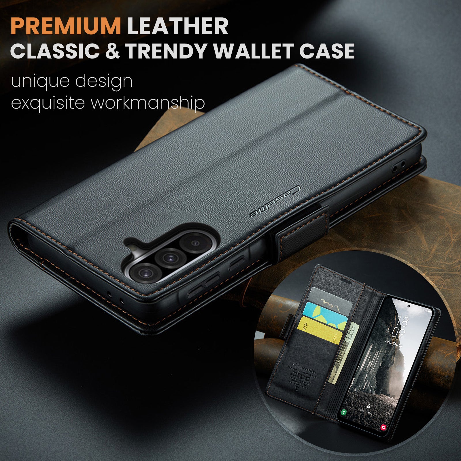 Samsung Galaxy A36 5G CaseMe Retro Wallet Case [Black]