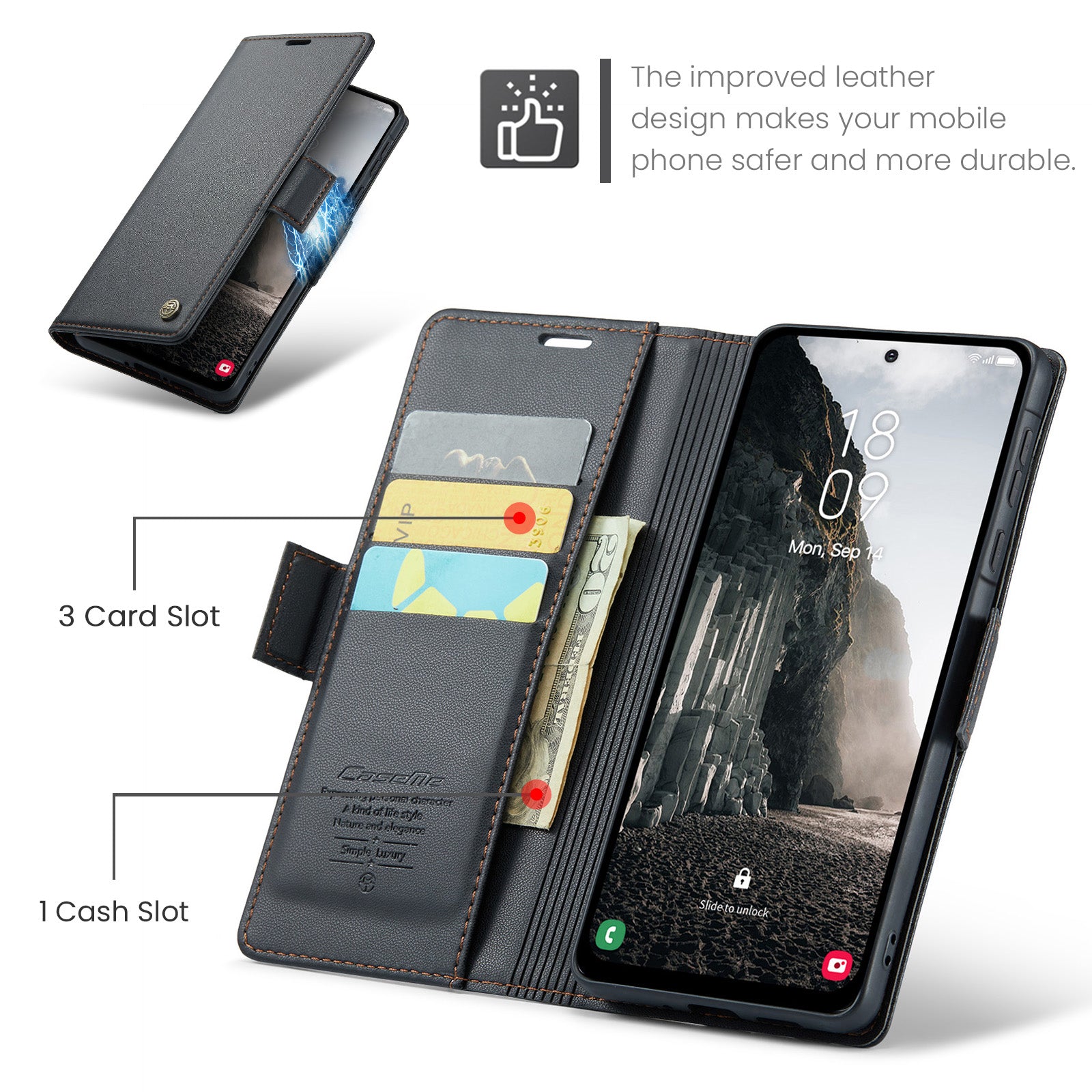 Samsung Galaxy A36 5G CaseMe Retro Wallet Case [Black]