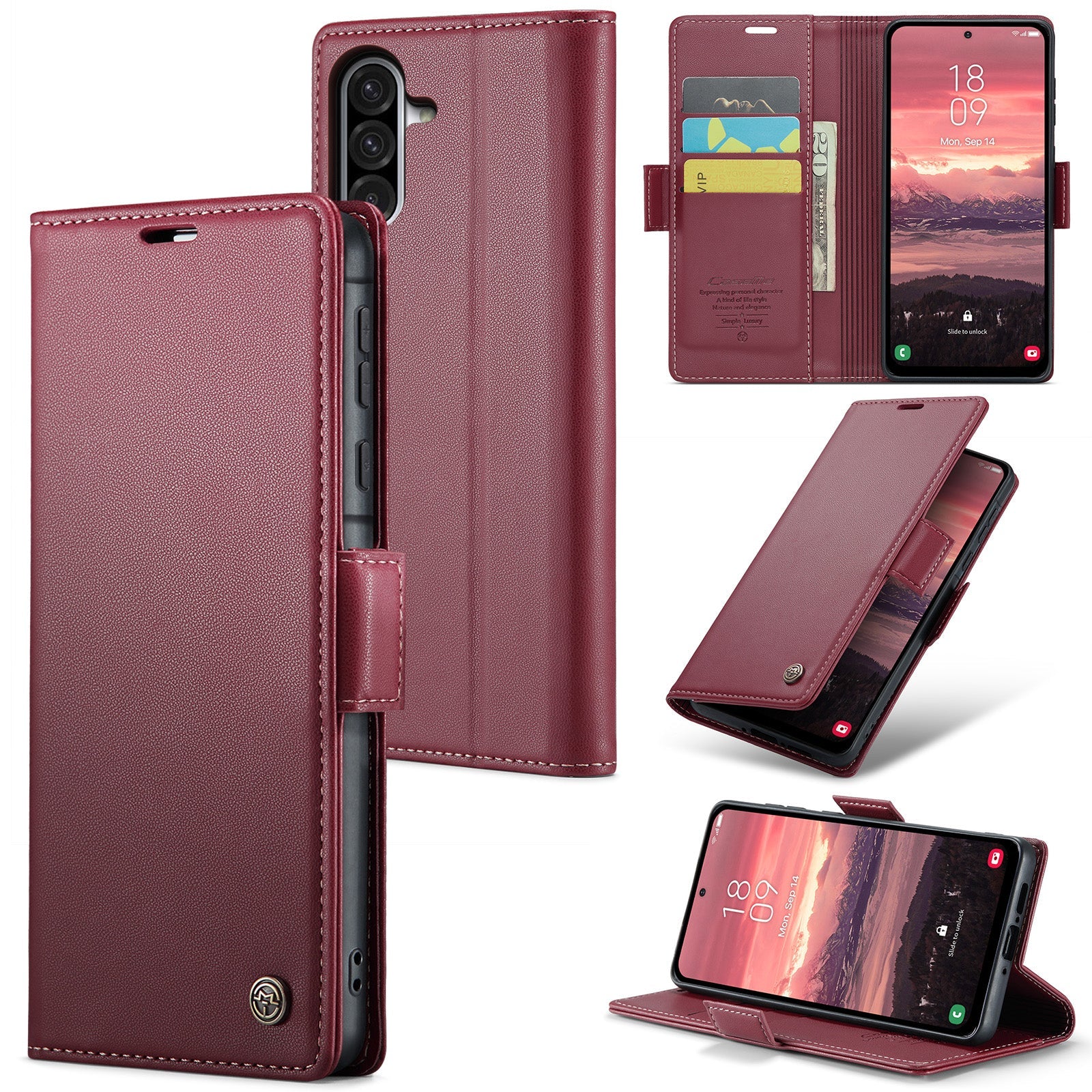 Samsung Galaxy A56 5G CaseMe Retro Wallet Case [Maroon]