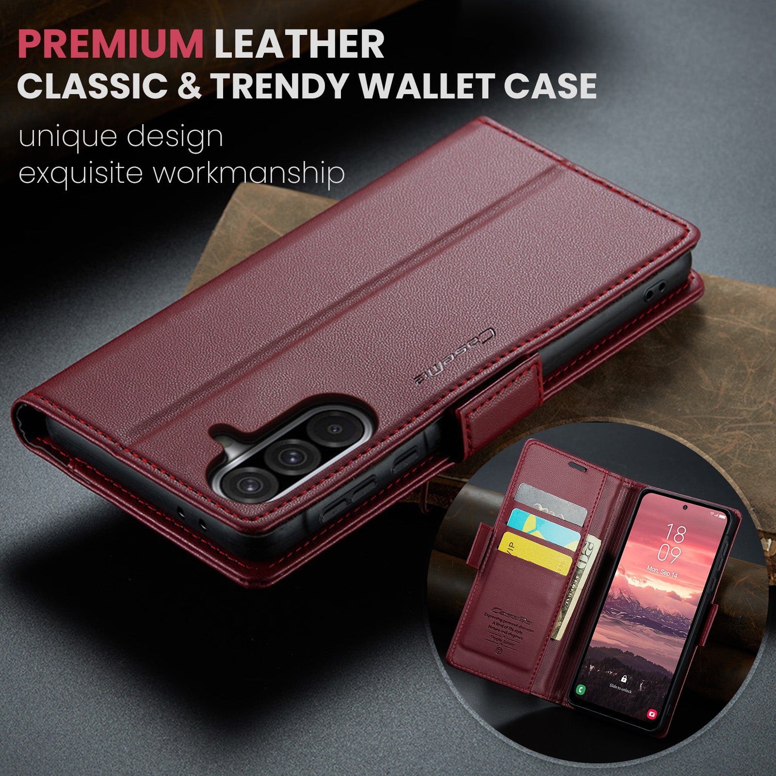 Samsung Galaxy A36 5G CaseMe Retro Wallet Case [Maroon]