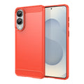 Samsung S25Edge Carbon Fibre TPU Case Slim Shockproof Cover Red - Red