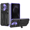Samsung S25Edge Heavy Duty Kickstand Card Holder Case Shockproof Purple - Purple