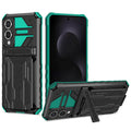 Samsung S25Edge Heavy Duty Kickstand Card Holder Case Shockproof Teal - Teal
