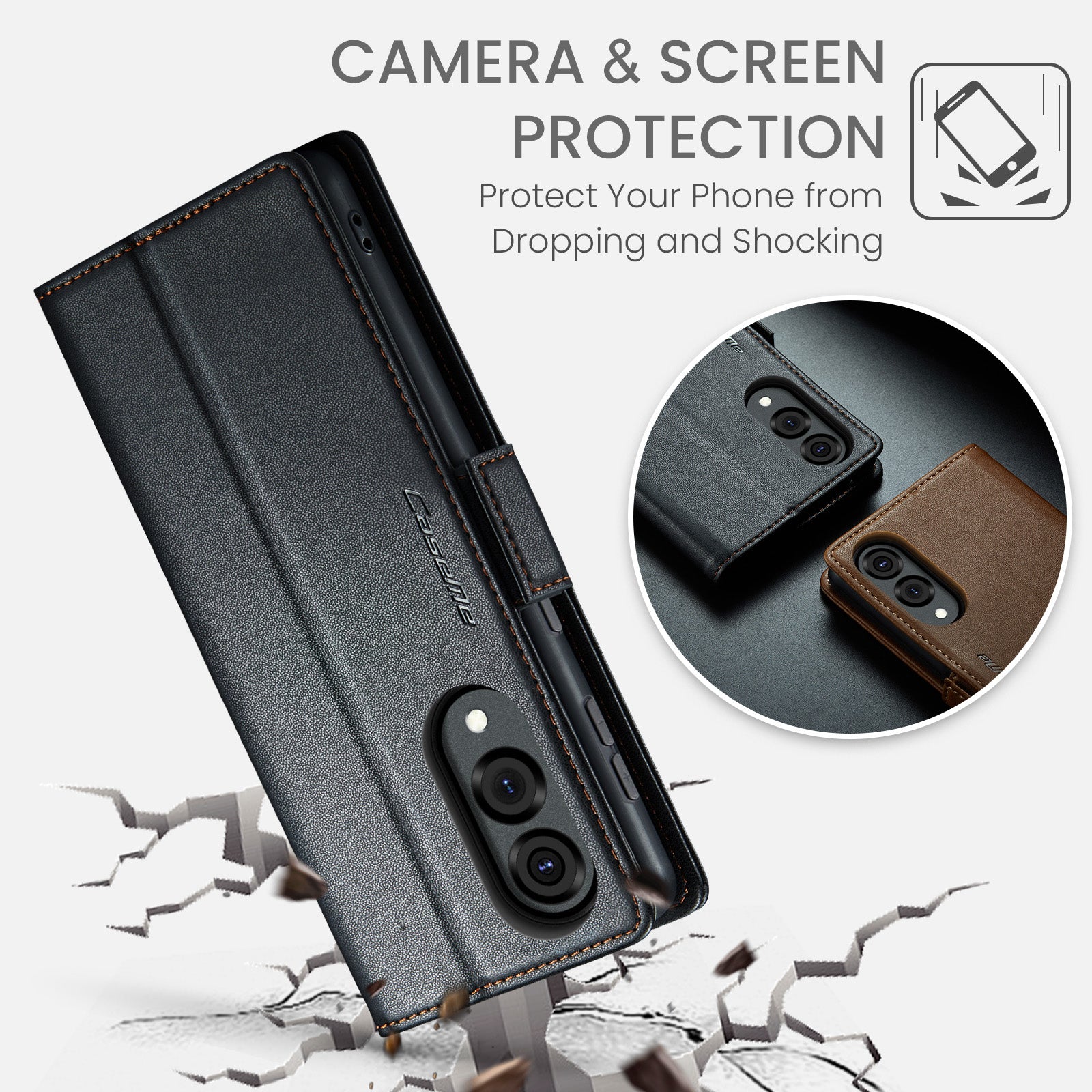Samsung Galaxy S25 Edge CaseMe Retro Wallet Case [Black]