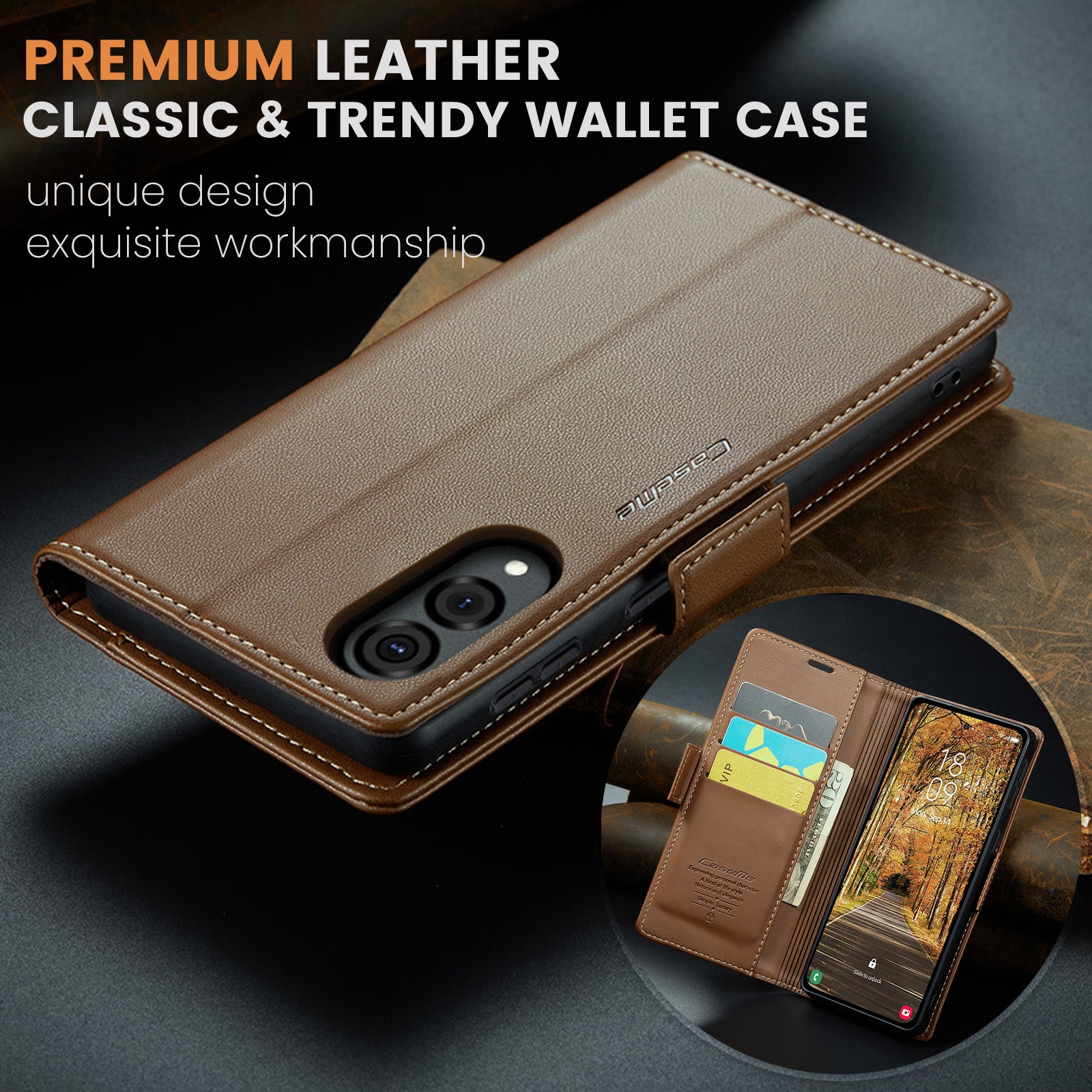 Samsung Galaxy S25 Edge CaseMe Retro Wallet Case [Brown]