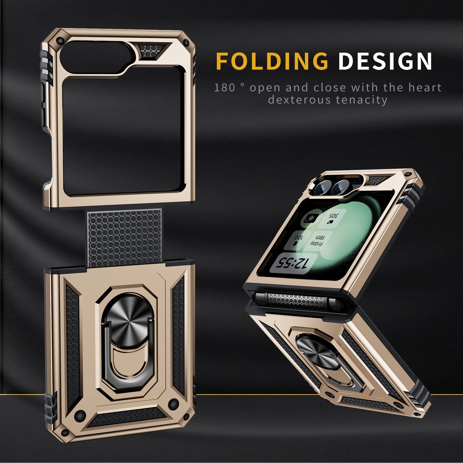 Samsung Galaxy Z Flip 7 FE Military Armour Kickstand Case [Gold]