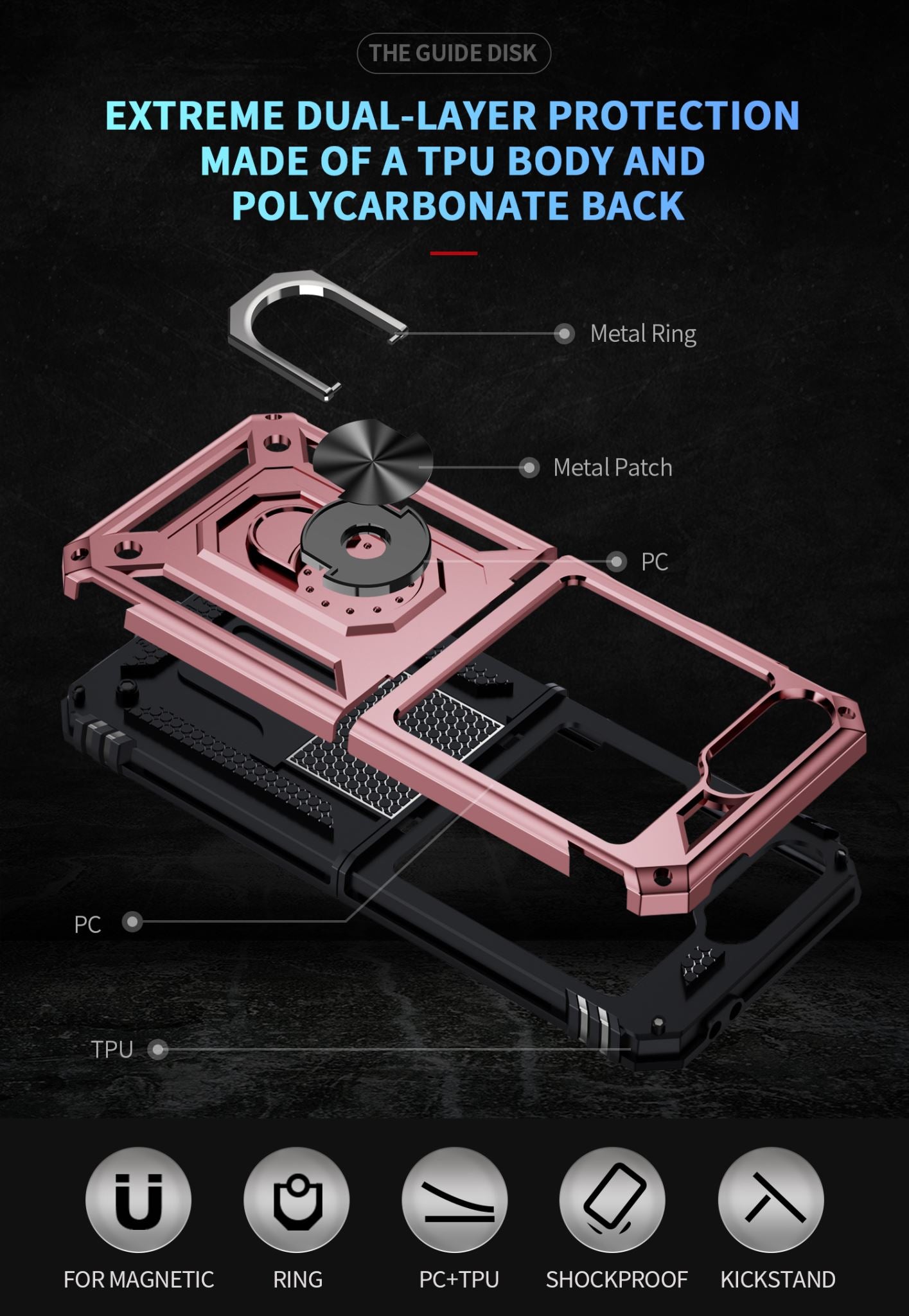 Samsung Galaxy Z Flip 7 FE Military Armour Kickstand Case [Rose Gold]
