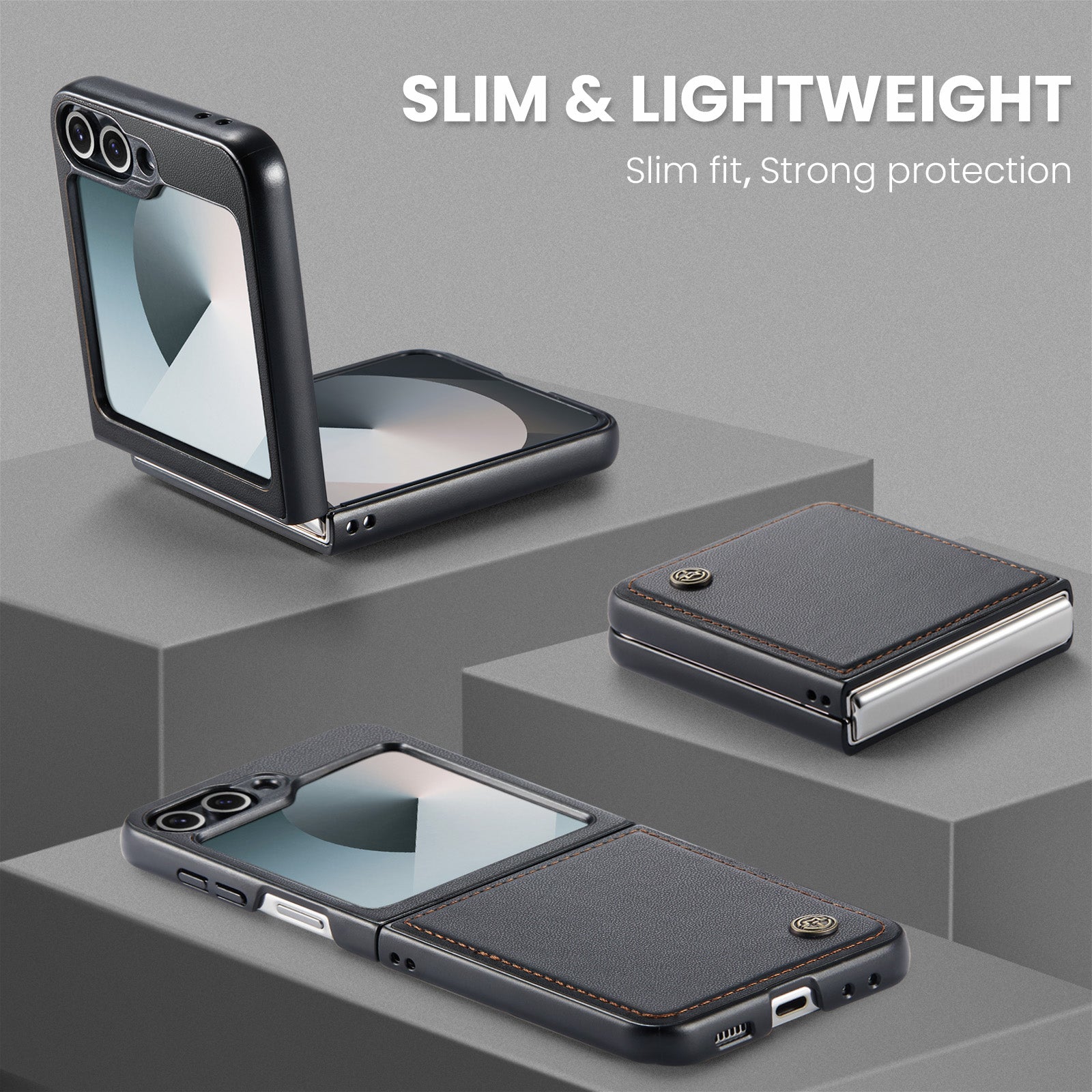 CaseMe Premium Business Style Case for Samsung Galaxy Z Flip 7 FE – Slim & Elegant [Black]