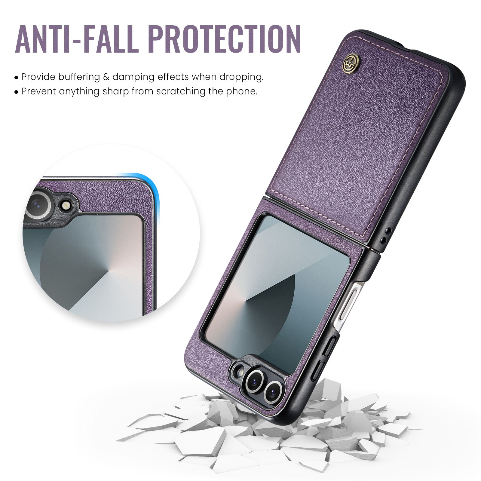 CaseMe Premium Business Style Case for Samsung Galaxy Z Flip 7 FE – Slim & Elegant [Purple]