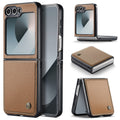 CaseMe Premium Business Style Case for Samsung Galaxy Z Flip 7 FE – Slim & Elegant [Brown] - Brown