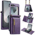 DG.MING Samsung Galaxy Z Flip 7 FE Crossbody Wallet Case [Purple] - Purple