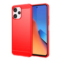 Xiaomi Redmi 12 5G Carbon Fibre TPU Case Slim Shockproof Cover Red - Red