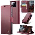 Xiaomi 14 CaseMe 023 Wallet Flip Cover, RFID Protection, Card Holder - Maroon