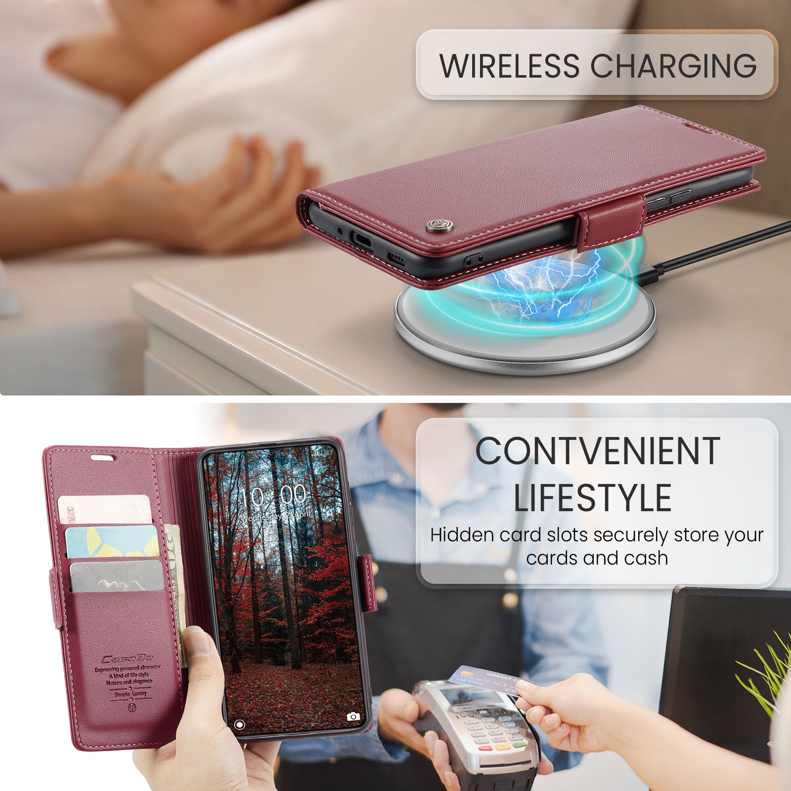 Xiaomi 14 CaseMe 023 Wallet Flip Cover, RFID Protection, Card Holder