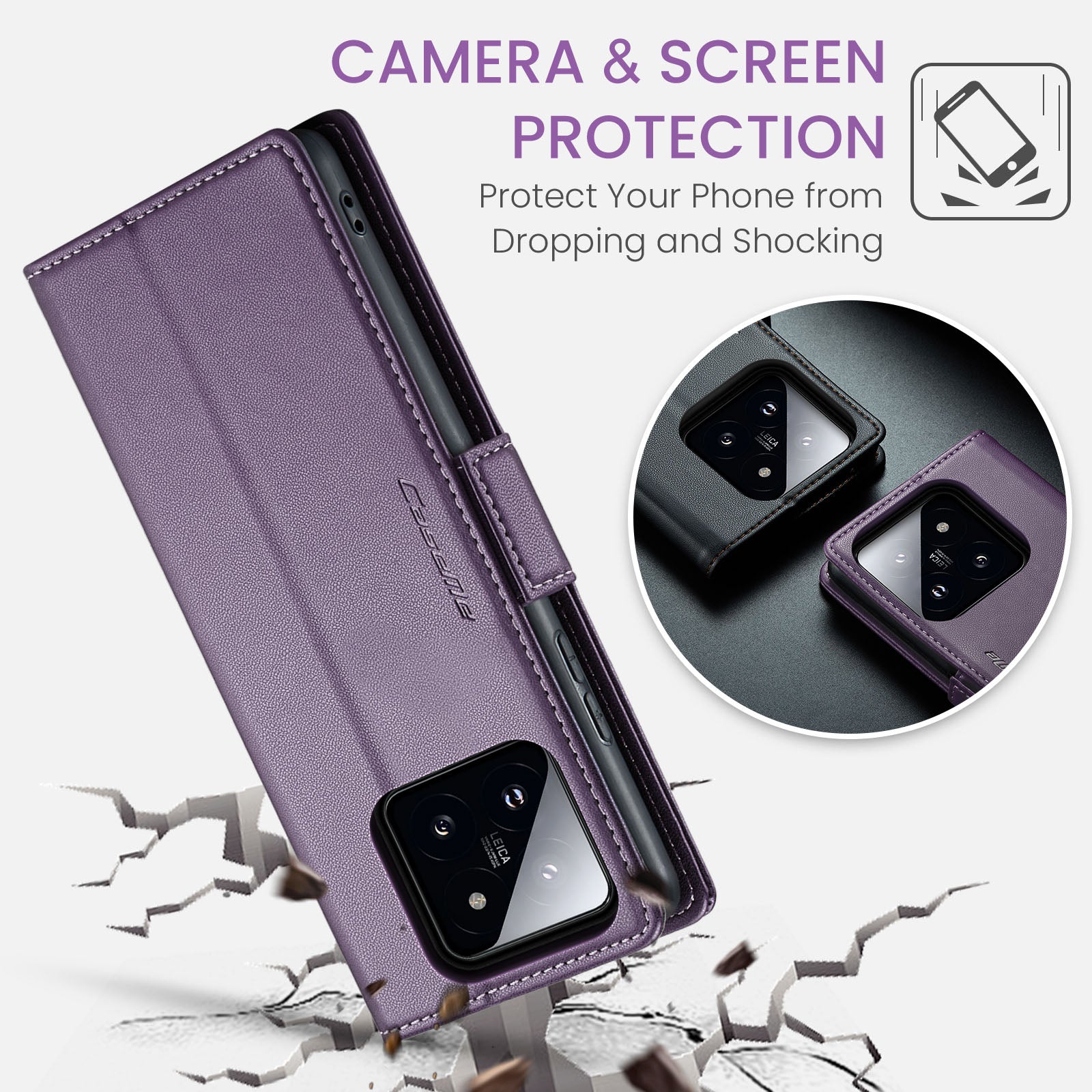 Xiaomi 14 CaseMe 023 Wallet Flip Cover, RFID Protection, Card Holder