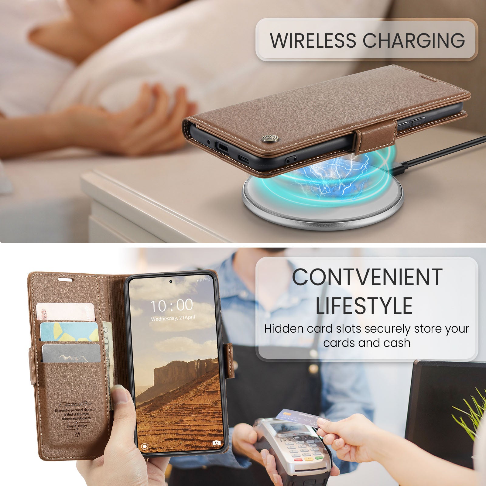 Xiaomi 14 CaseMe 023 Wallet Flip Cover, RFID Protection, Card Holder