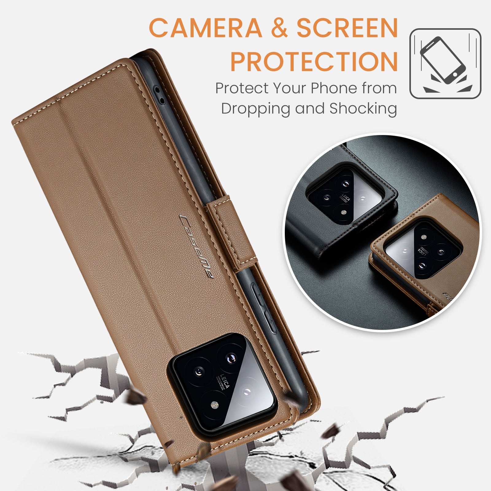 Xiaomi 14 CaseMe 023 Wallet Flip Cover, RFID Protection, Card Holder