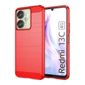 Xiaomi Redmi 13C 4G Carbon Fibre TPU Case Slim Shockproof Cover Red - Red