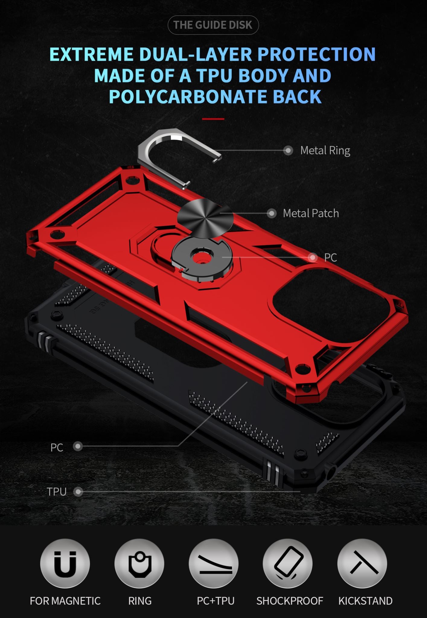 Xiaomi Poco C65 Military Armour Ring Case [Red]