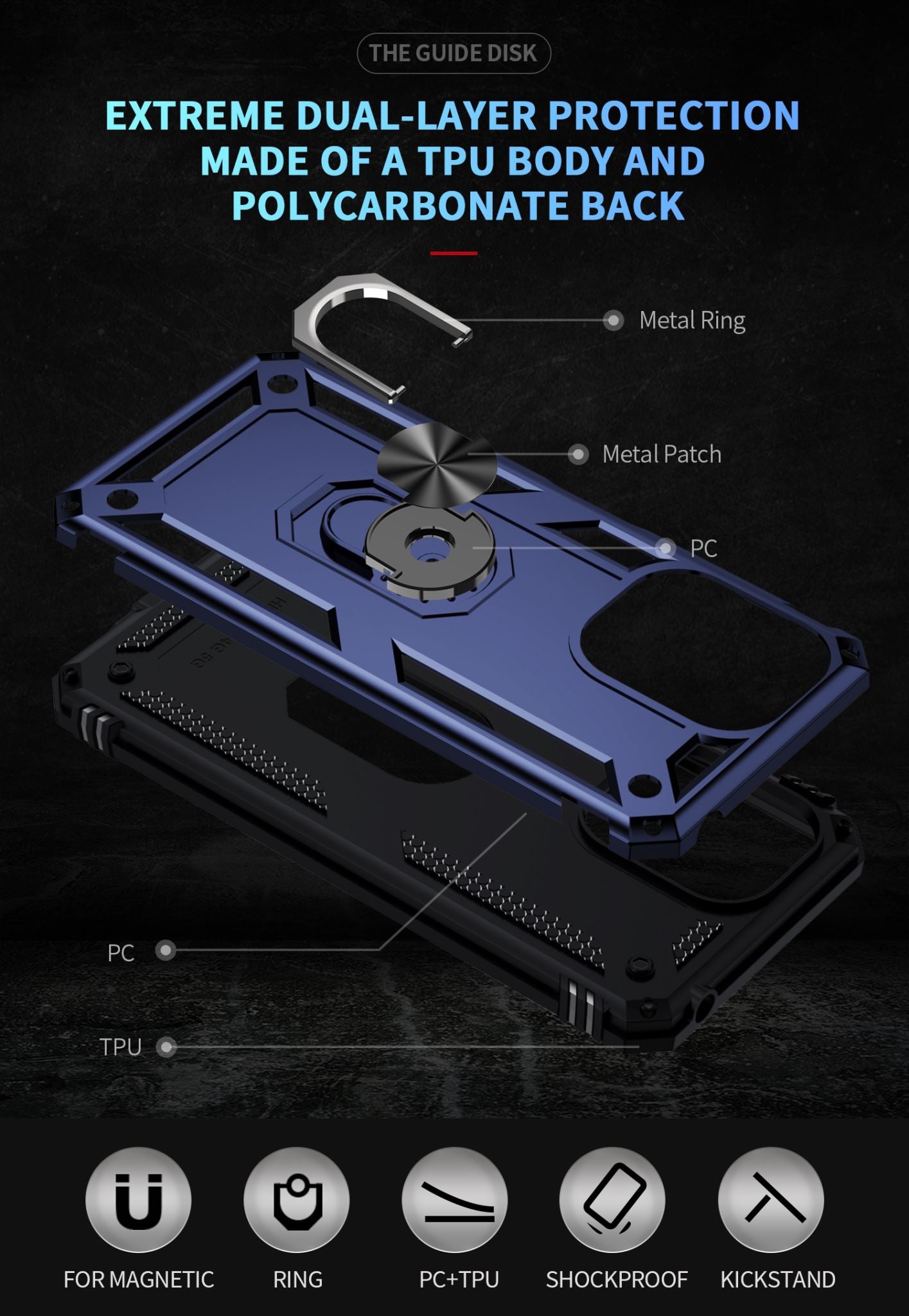 Xiaomi Poco C65 Military Armour Ring Case [Navy]