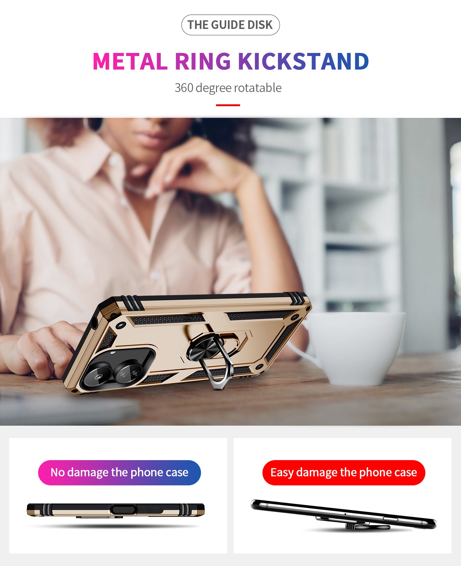 Xiaomi Poco C65 Military Armour Ring Case [Gold]