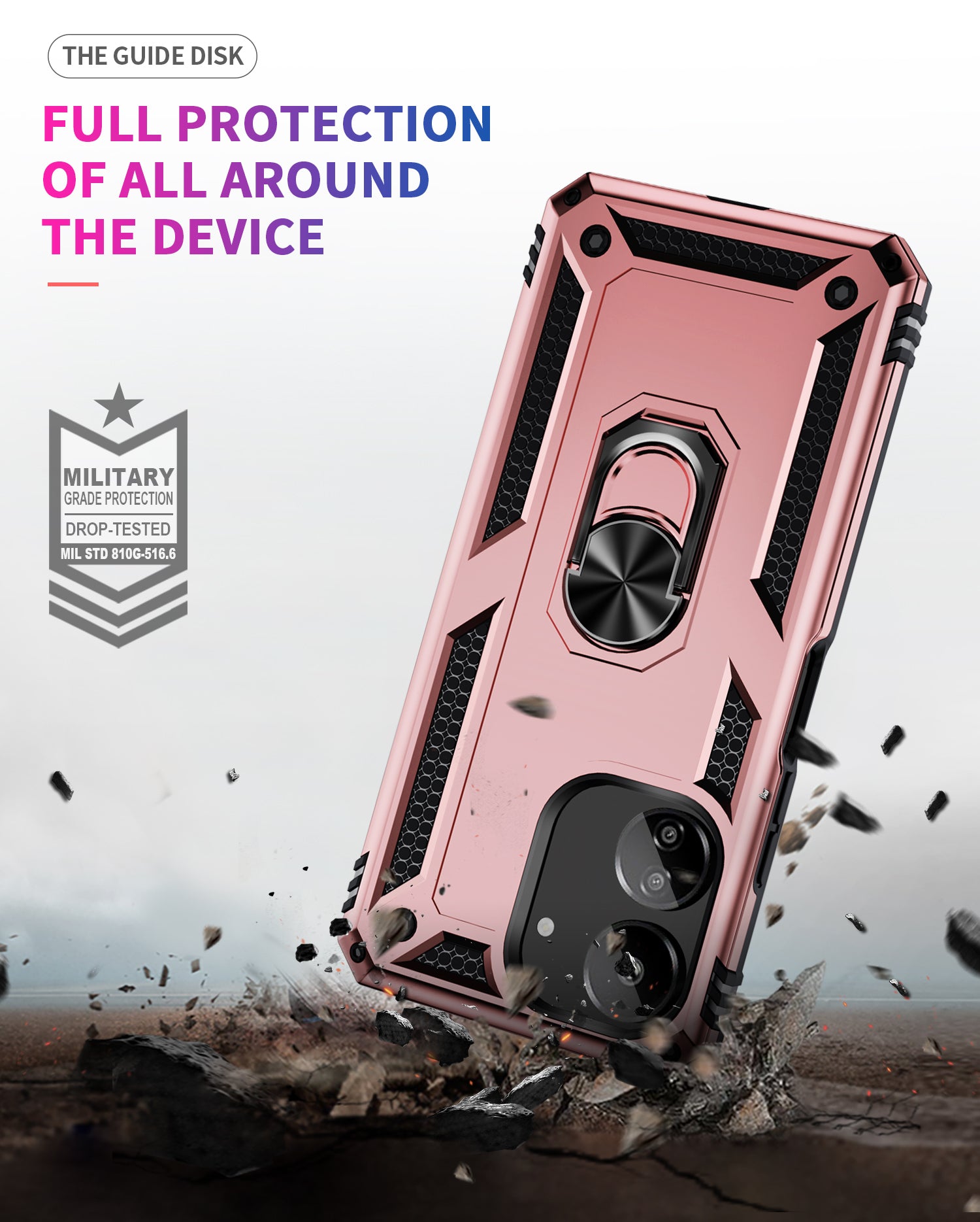 Xiaomi Poco C65 Military Armour Ring Case [RoseGold]