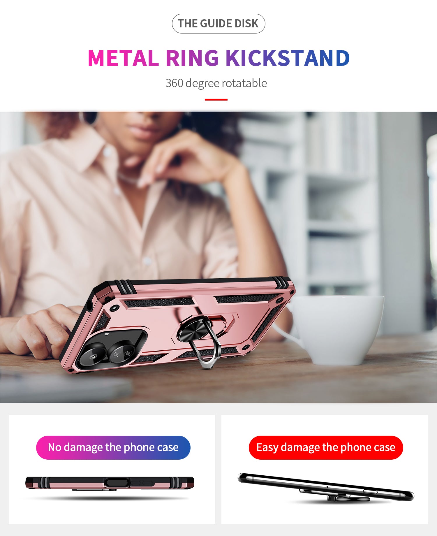 Xiaomi Poco C65 Military Armour Ring Case [RoseGold]
