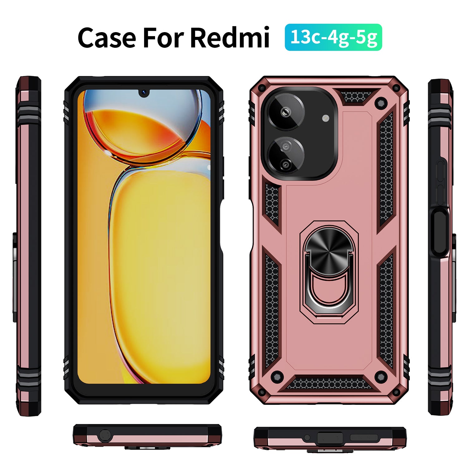 Xiaomi Poco C65 Military Armour Ring Case [RoseGold]