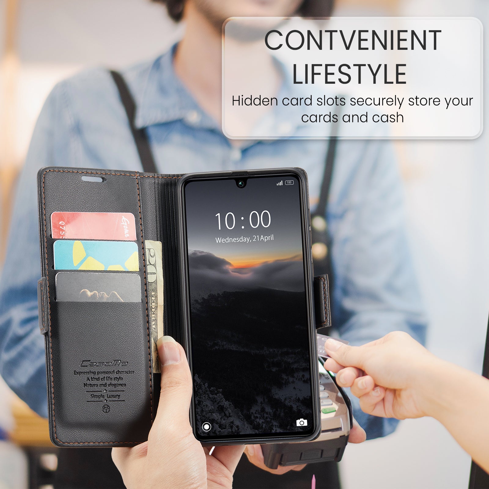 Xiaomi Poco C65 CaseMe Retro Wallet Case [Black]